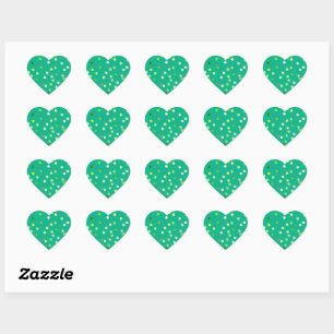 Twisty Polka Dot Spirals Green Heart Stickers