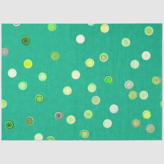 Twisty Polka Dot Spirals Green Tissue Paper (Front)