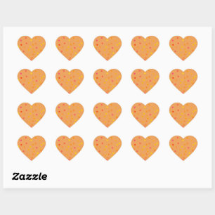 Twisty Polka Dot Spirals Orange Heart Stickers