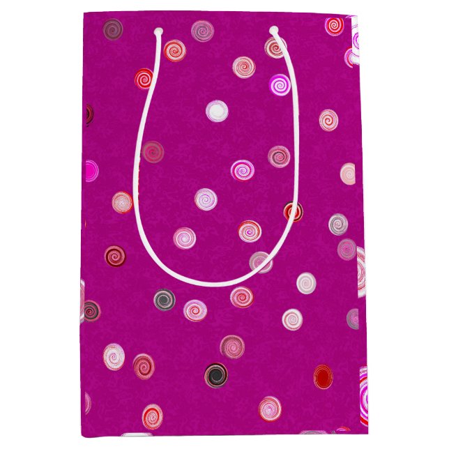 Twisty Polka Dot Spirals Pink Gift Bag (Front)