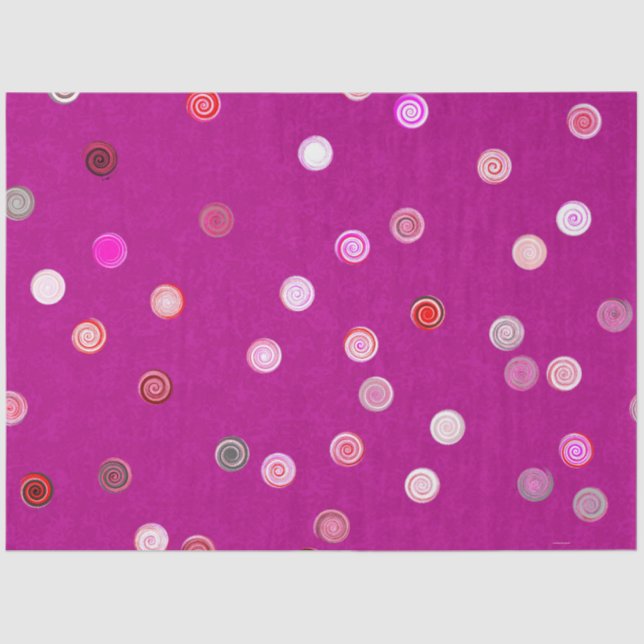 Twisty Polka Dot Spirals Pink Tissue Paper (Front)