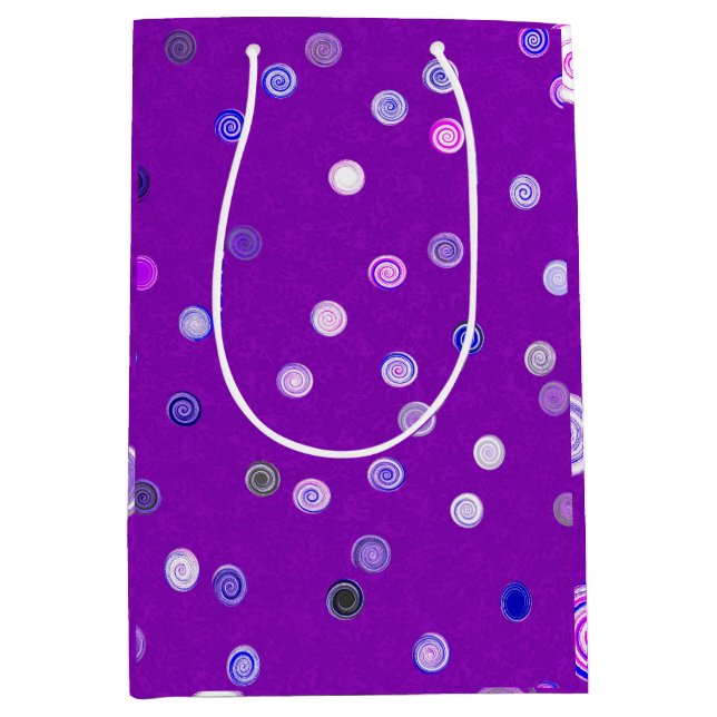Twisty Polka Dot Spirals Purple Gift Bag (Front)