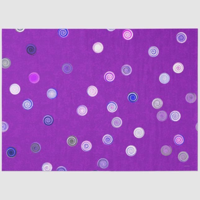 Twisty Polka Dot Spirals Purple Tissue Paper (Front)