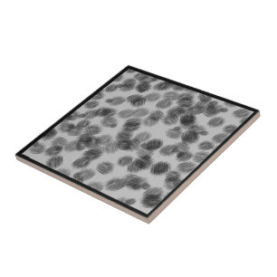 Twisty Textured Brushstrokes Pattern Black On Gray Ceramic Tile