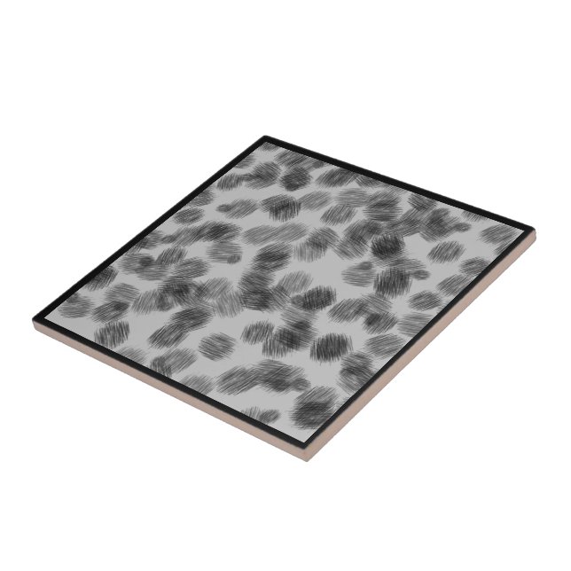 Twisty Textured Brushstrokes Pattern Black On Gray Ceramic Tile (Side)