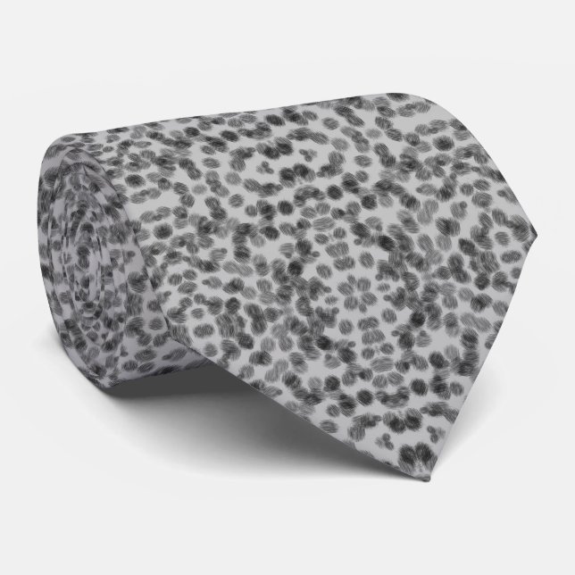 Twisty Textured Brushstrokes Pattern Black On Gray Neck Tie (Rolled)