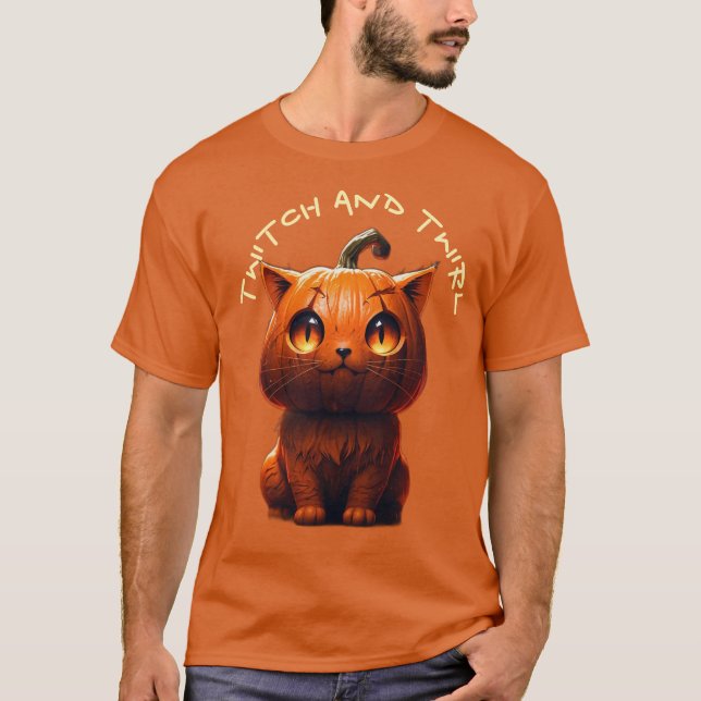  Twitch and Twirl Pumpkin Cat T-Shirt (Front)
