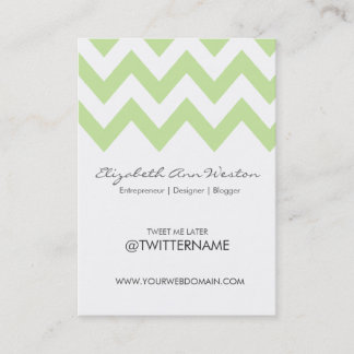 Twitter Business Cards Green Tea Chevron- Portrait
