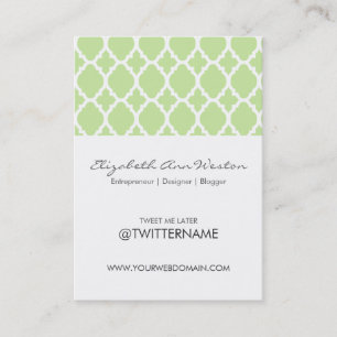 Twitter Business Cards Green Tea Moroccan Tile