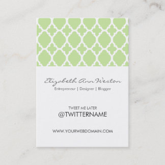 Twitter Business Cards Green Tea Moroccan Tile