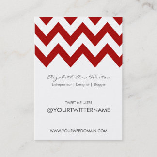 Twitter Business Cards in Red Chevron - Portrait