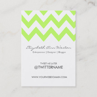 Twitter Business Cards: Lime Chevron - Portrait Card