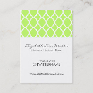 Twitter Business Cards Lime Moroccan Tile