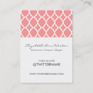 Twitter Business Cards Pink Moroccan Tile