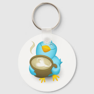 Twitter Coffee Bird Keychain