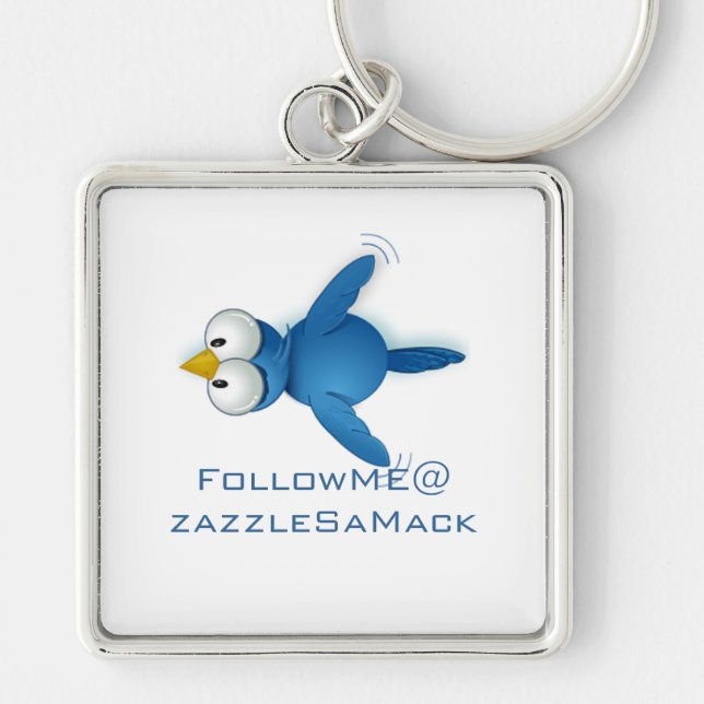 Twitter Follow Me @ Your User Name Keychain (Front)