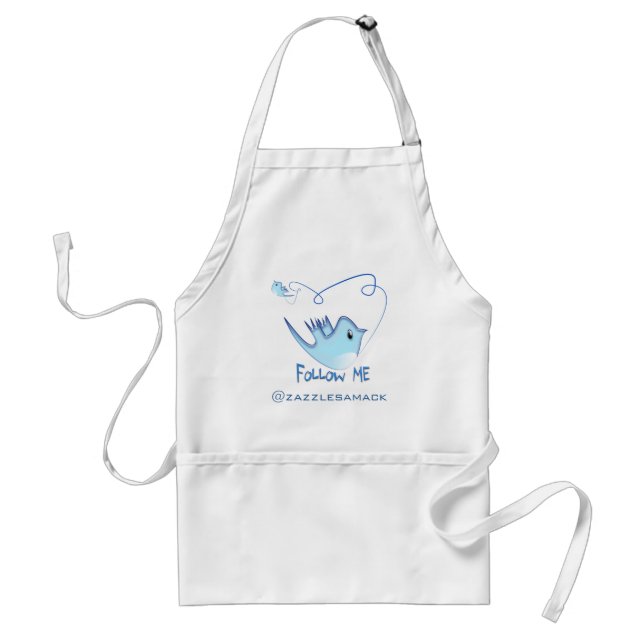 Twitter Gifts With Your User Name Follow Me Birdie Adult Apron (Front)