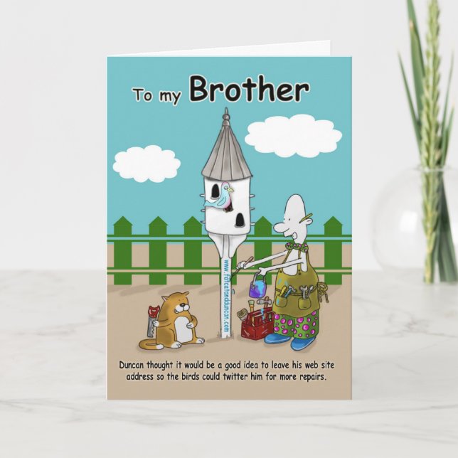 twitter me funny Brother Birthday card (Front)
