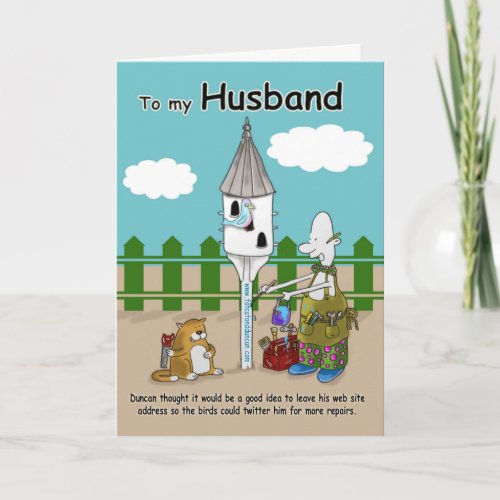 twitter me funny Husband Birthday card