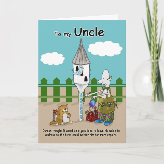 twitter me funny Uncle Birthday card (Front)