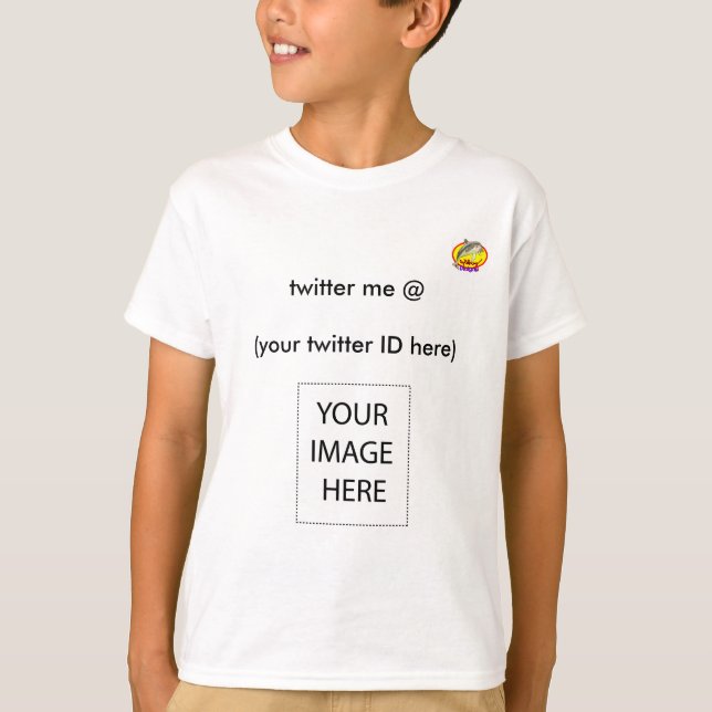 twitter me @ (your twitter ID here) Dolphin Design T-Shirt (Front)