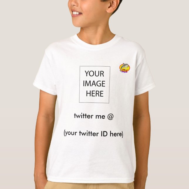 twitter me @ (your twitter ID here) Dolphin Design T-Shirt (Front)