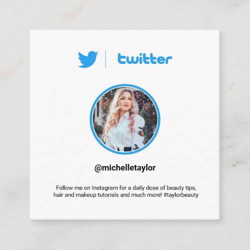 Twitter photo trendy social media modern white calling card