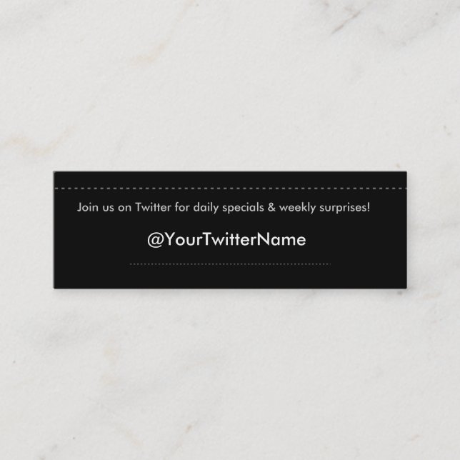 Twitter Specials 1 CUSTOMIZE IT! blk 1sd dashes Mini Business Card (Front)