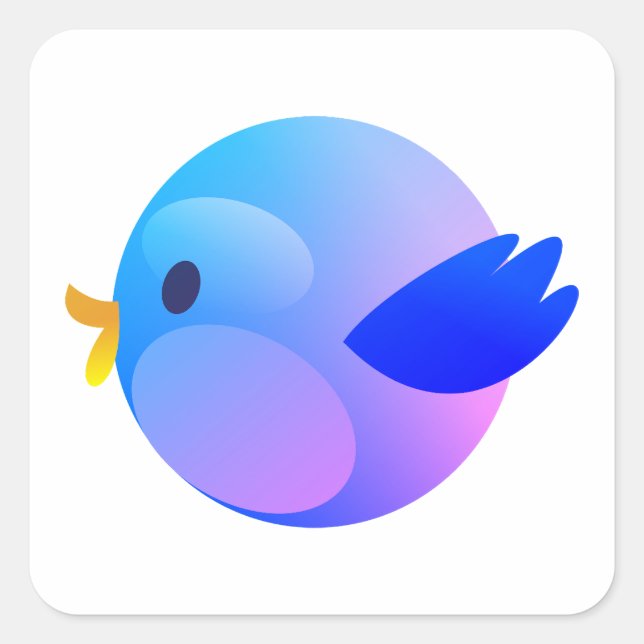 Twitter, Tweet, Bird Square Sticker (Front)