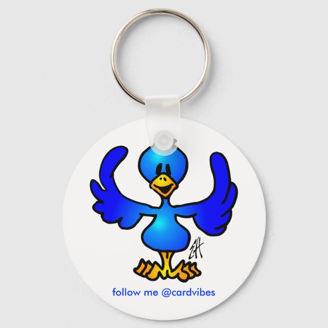 Twittering blue Bird Keychain (Front)