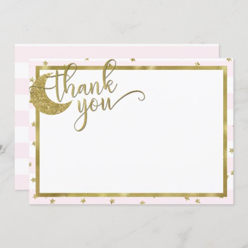 Twnkle little star pink gold thank you card