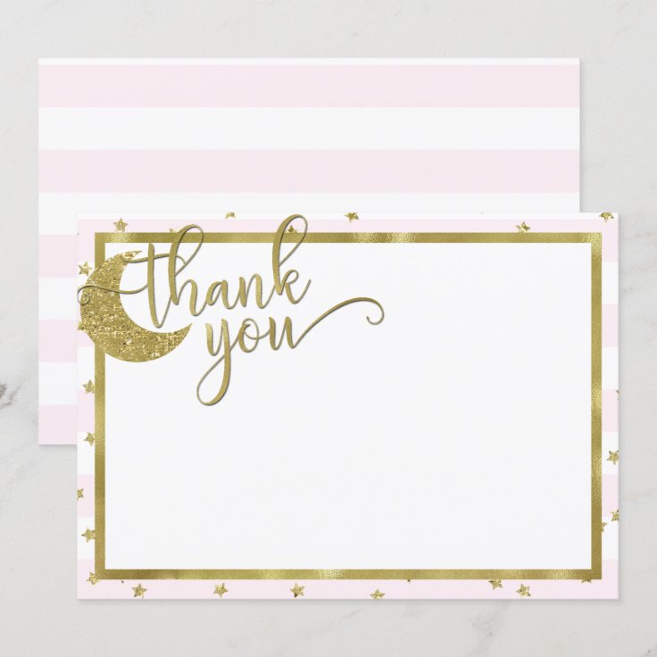 Twnkle little star pink gold thank you card Zazzle