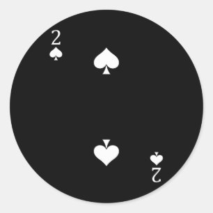 Two (2) Of Spades Poker Card Playing Card Classic Round Sticker