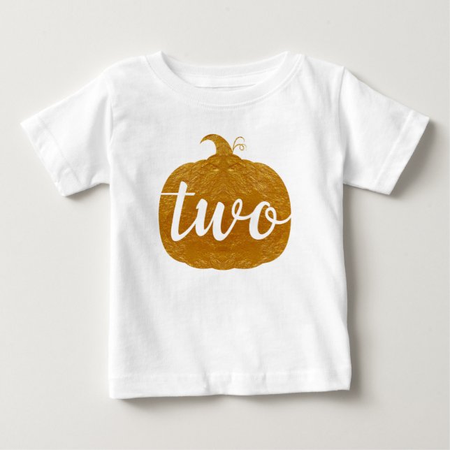 Two|2nd Birthday Baby | Golden Pumpkin T-Shirt (Front)
