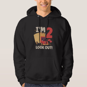 Two 2nd Birthday Garbage Truck Trash Girl Boy 2 Ye Hoodie