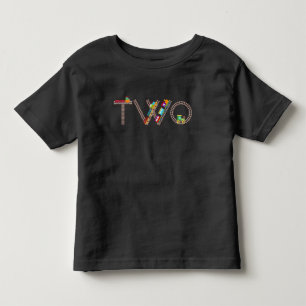Two 2nd Birthday Train Theme Toddler 2 Year Old T-shirt