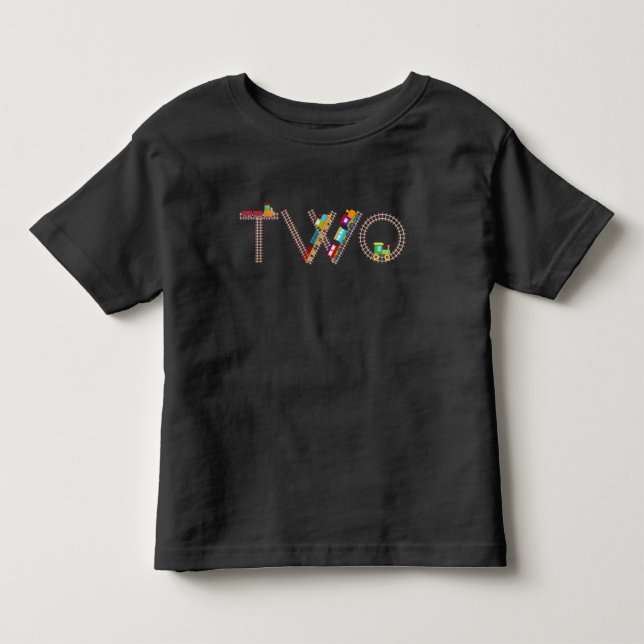 Two 2nd Birthday Train Theme Toddler 2 Year Old T-shirt (Front)