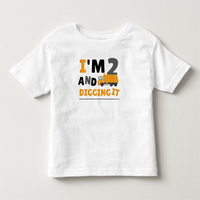 Two 2yr 2nd Birthday Construction Boy 2 Years Old Toddler T-shirt (Front)