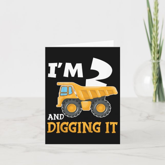 Two 2yr 2th Birthday Construction Boy 2 Years Old  Card (Front)