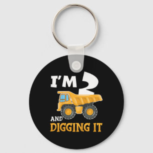 Two 2yr 2th Birthday Construction Boy 2 Years Old Keychain