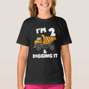 Two 2yr 2th Birthday Construction Boy 2 Years Old T-Shirt