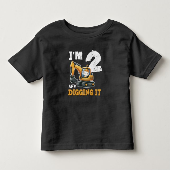 Two 2yr 2th Birthday Construction Boy 2 Years Old  Toddler T-shirt (Front)