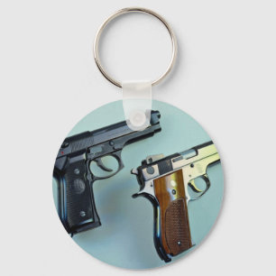 Two .45 caliber automatic guns for gun lovers keychain