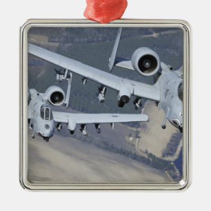 Two A-10C Thunderbolt II aircraft fly in format Metal Ornament