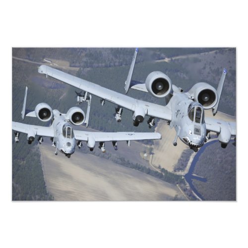 Two A_10C Thunderbolt II aircraft fly in format Photo Print