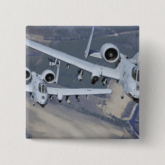 Two A-10C Thunderbolt II aircraft fly in format Pinback Button (Front)