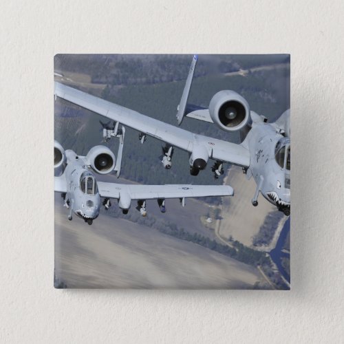 Two A_10C Thunderbolt II aircraft fly in format Pinback Button