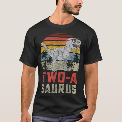 Two a Saurus Birthday T Rex Dino 2nd Dinosaur Matc T_Shirt