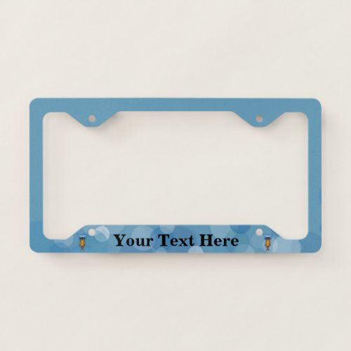 Two Abstract Owls Colorful Feathers Blue Circles License Plate Frame