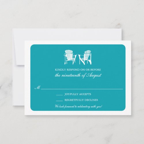 Two Adirondack Chairs RSVP  Teal Invitation